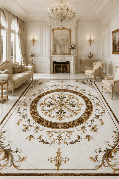 White Marble Inlay Floor